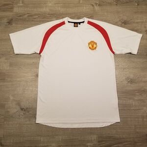 Manchester United Mens Soccer Jersey Shirt Size Large White Embroidered Patch